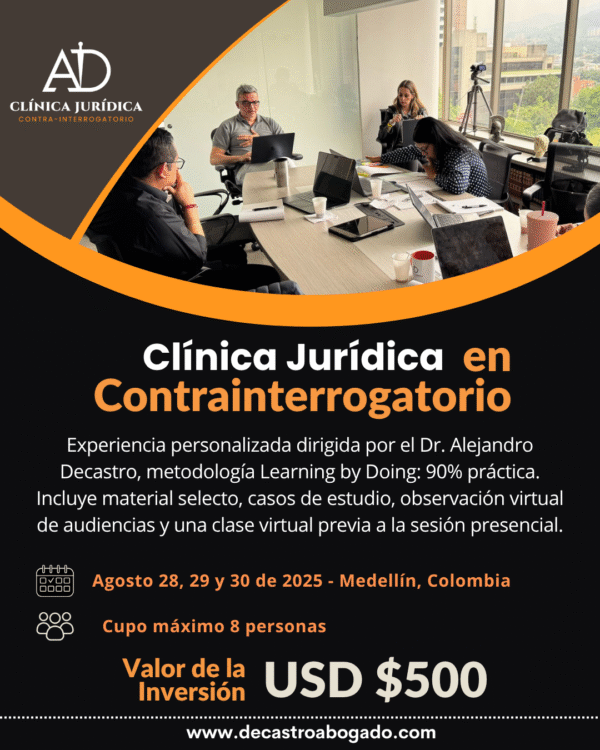 ABONO A CLÍNICA JURÍDICA EN CONTRAINTERROGATORIO – AGOSTO 2025